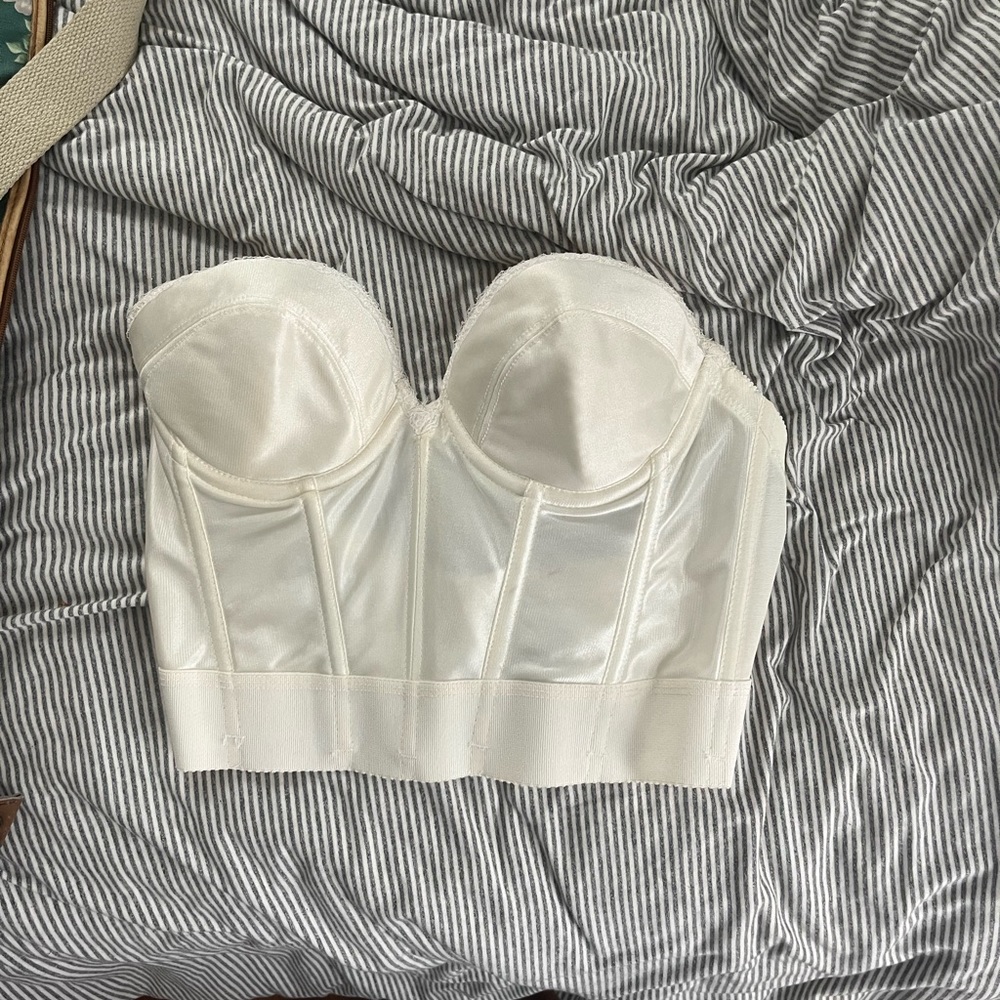 Vintage white strapless low back corset top